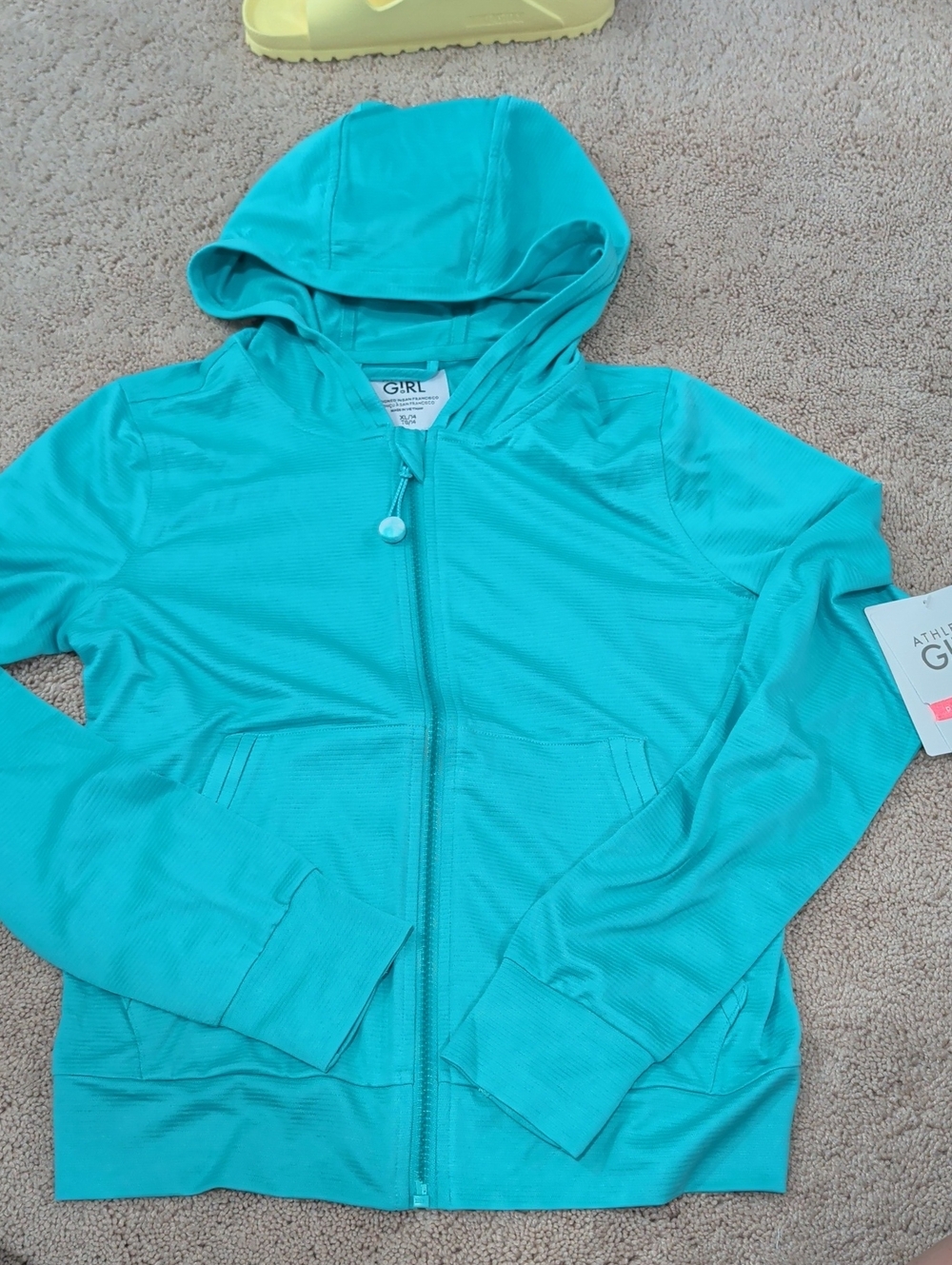 Athleta Girl teal and coral active hoodie